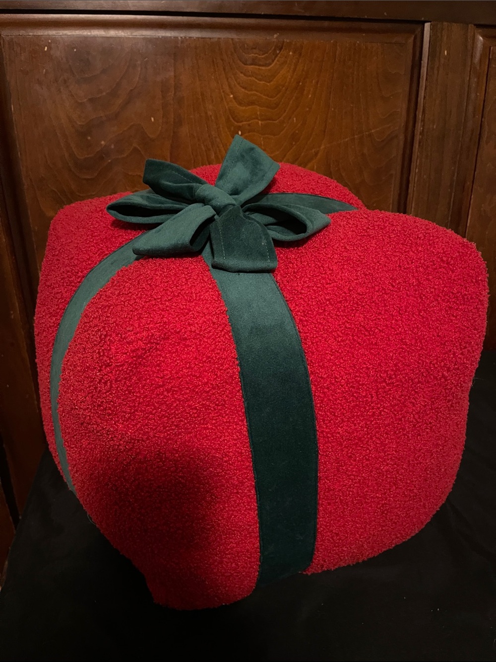 Holiday Gift Pouf with Bow